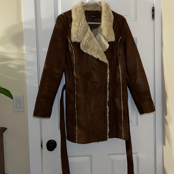 Le Chateau Faux shearling jacket brown cream 1970s boho - Picture 2 of 9